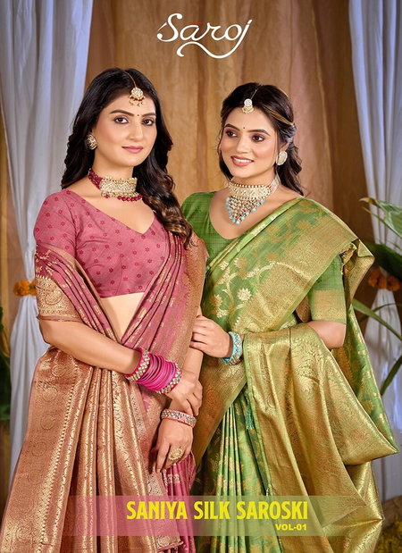 Saaniya Silk Saroski Vol 1 By Saroj Satin Silk Occsion Wear Saree Wholesale Online